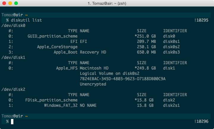 Diskutil list screenshot