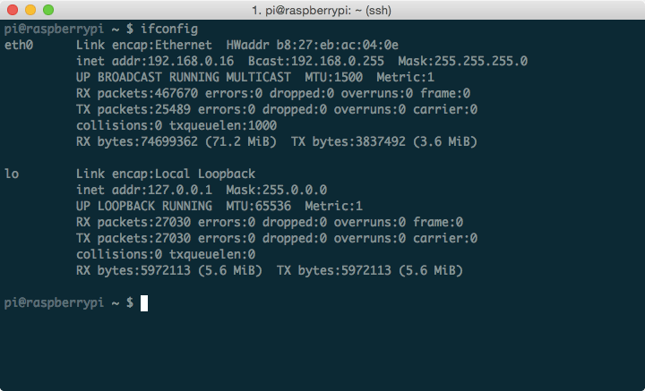 ifconfig result