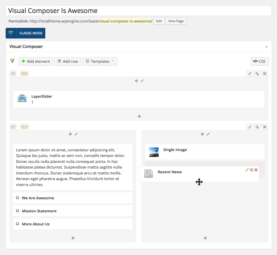 WordPress Visual Composer Example