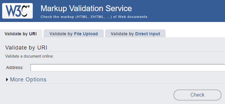 Markup validation tool screenshot