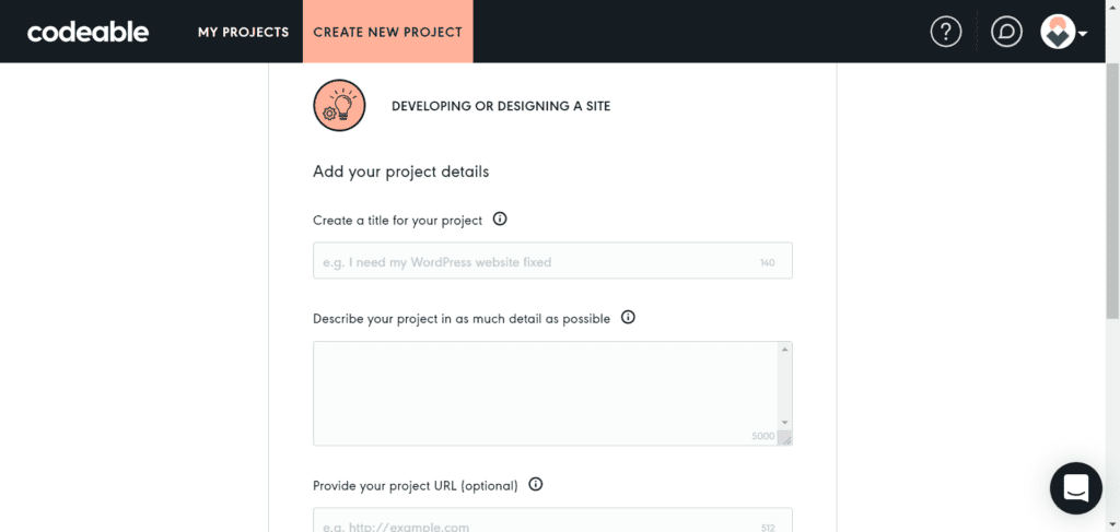 Add a new project on Codeable