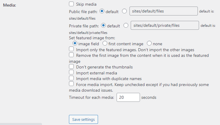 Import media content from Drupal to WordPress