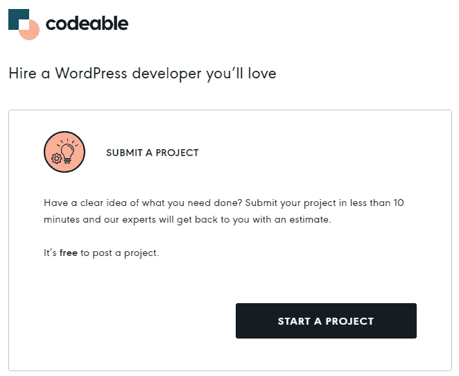 Start a project with Codeable