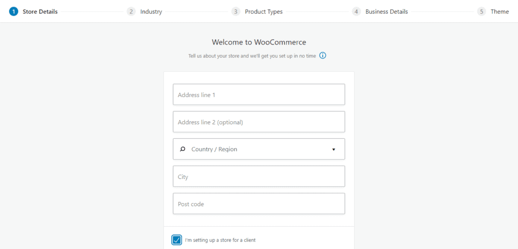 WooCommerce set up