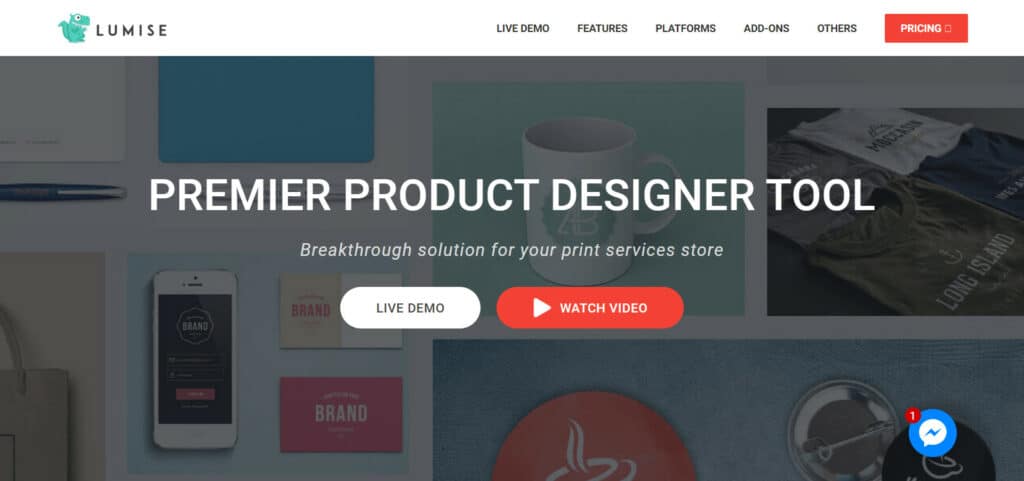 An image showing the homepage of Lumise