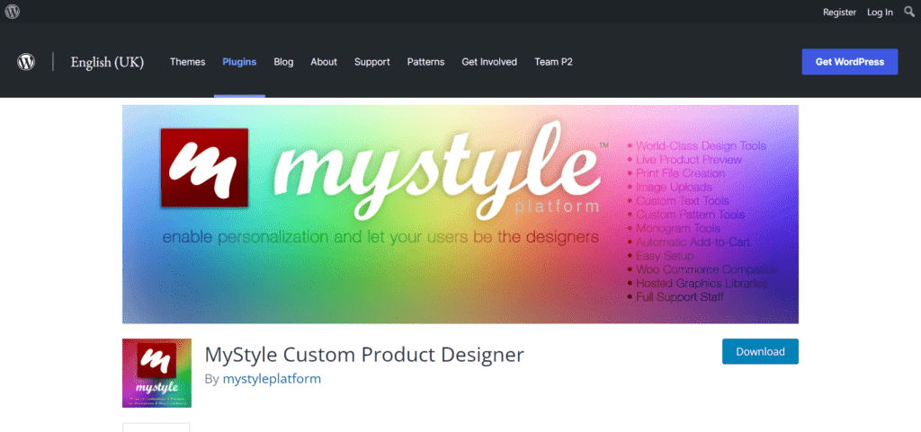 An image showing the homepage of MyStyle Product Designer