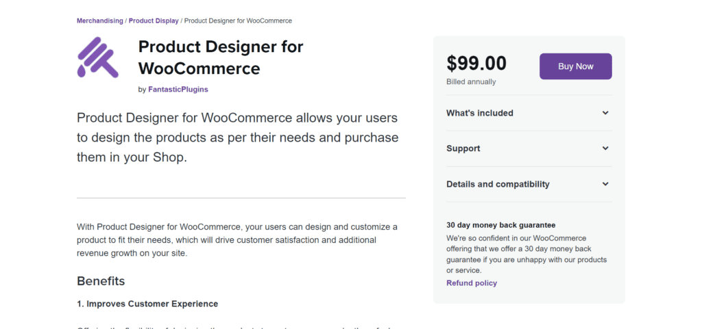 An image showing the homepage of Product Designer for WooCommerce
