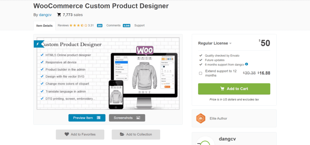 An image showing the homepage of WooCommerce Custom Product Designer
