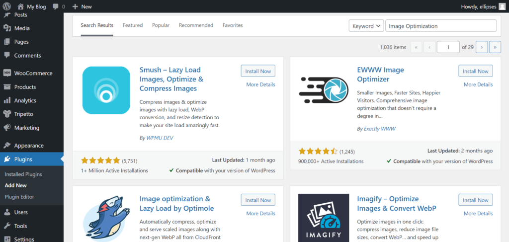 Example of WooCommerce plugins available