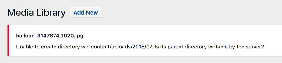 Unable to upload images in WordPress