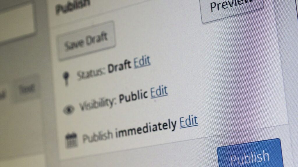 WordPress site being edited