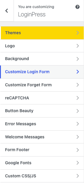 LoginPress settings dashboard