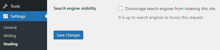 Unchecking the ‘Discourage search engines from indexing this site’ option in WordPress.