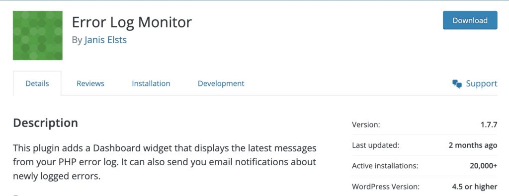 Error Log Monitor plugin.