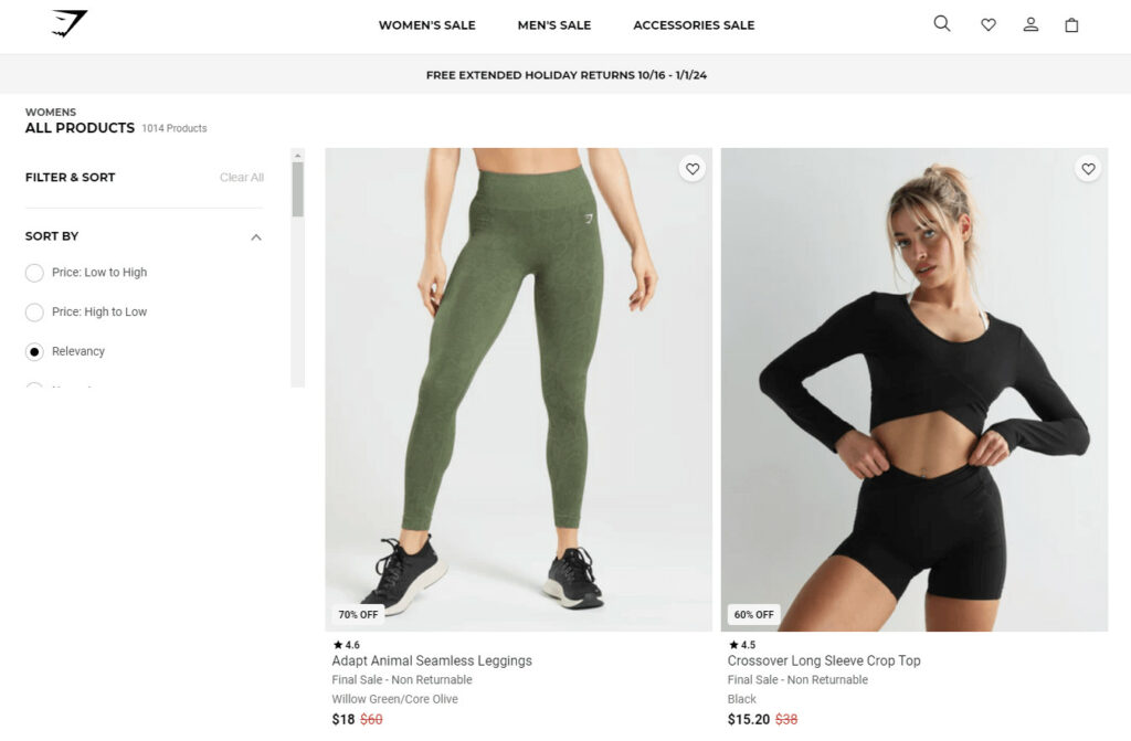 Gymshark – a Shopify-based online store.