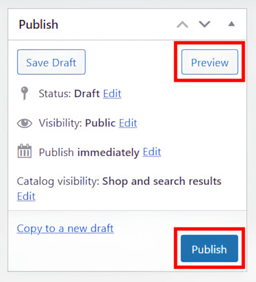 Preview and publish your product on WooCommerce.