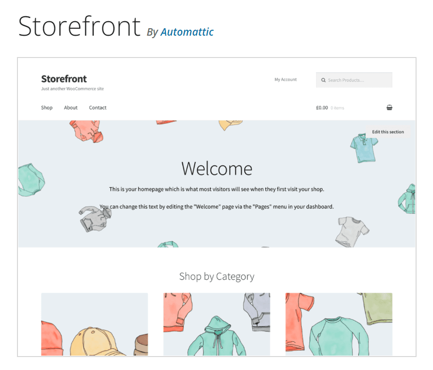 Storefront free WooCommerce theme.