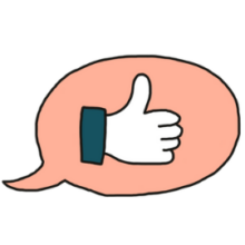 Thumbs up inside of a chat speech bubble