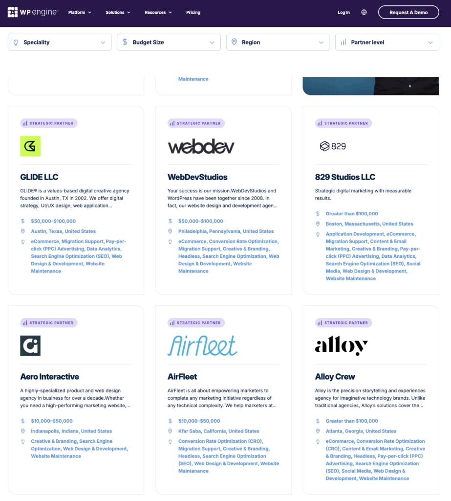 The WPEngine WordPress developer partner directory