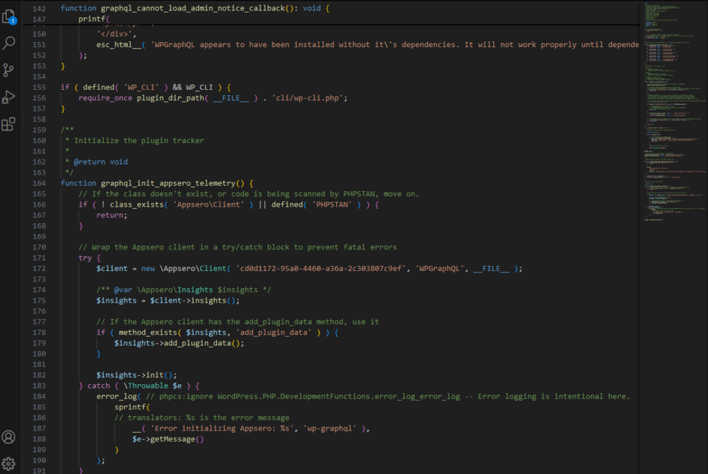 A PHP project open inside VS Code.