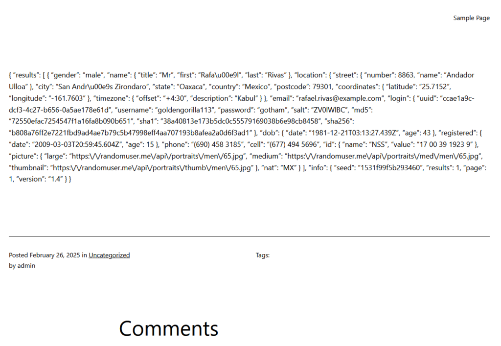 JSON data from a GET request with WPGetAPI