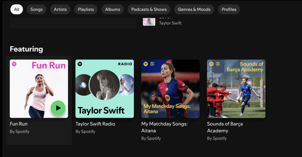 Spotify.com featuring subtle interactive elements that enhance the music experience of users