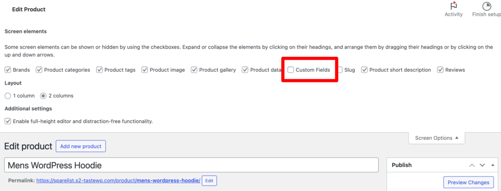 Enable custom fields for products without using a plugin