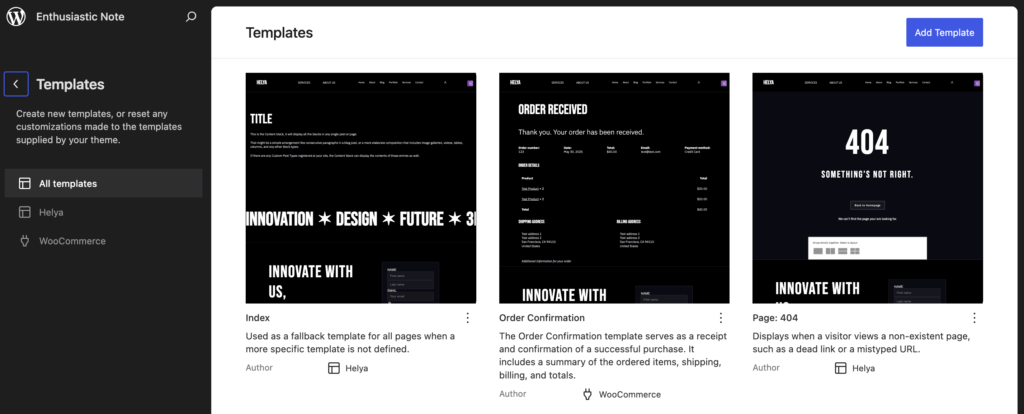 Order confirmation template