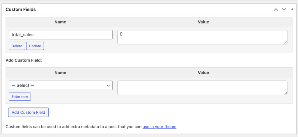 Setting up custom fields without using a plugin