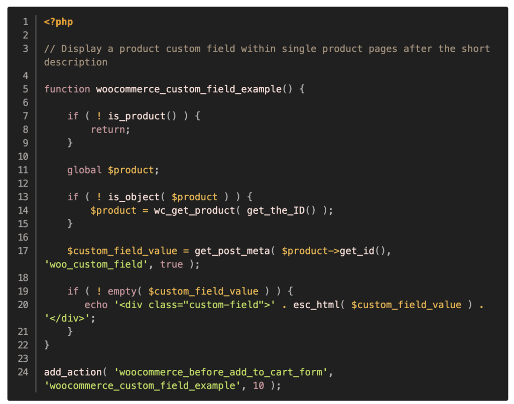 Showing the custom product field on the front end of the website | Source: WooCommere.com