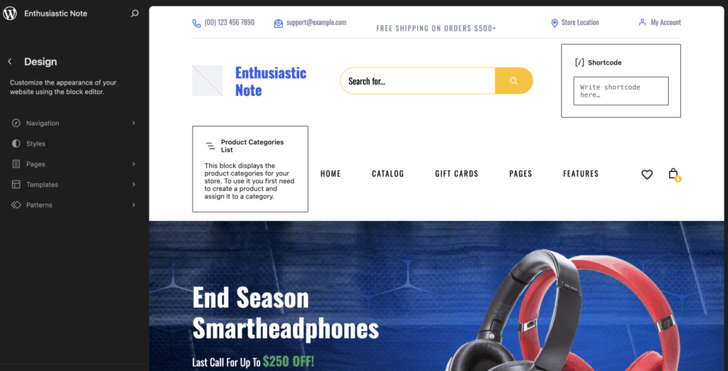Navigating to the WooCommerce Block Theme Editor