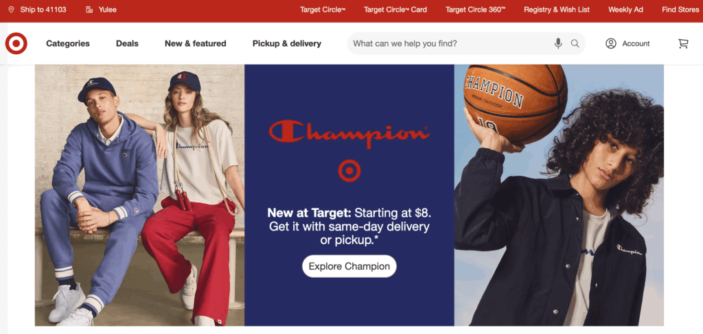 Target’s e-commerce website with clear navigational links | Source: Target