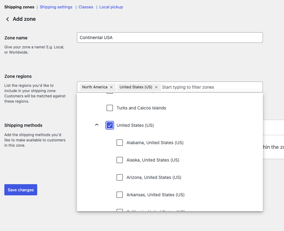 Configuring shipping settings in WooCommerce