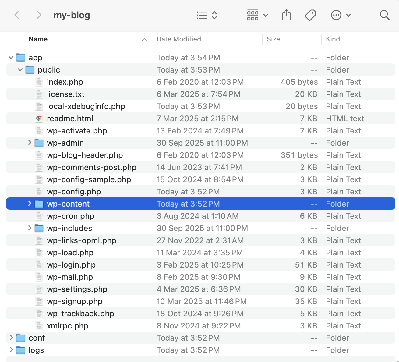 The wp-content folder in your database