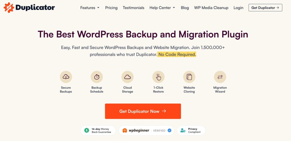 Duplicator WordPress backup and migration plugin