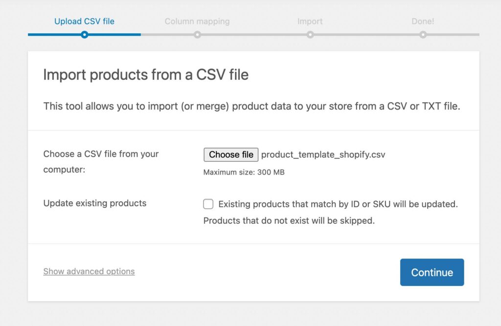 Import your products into WooCommerce as a CSV file