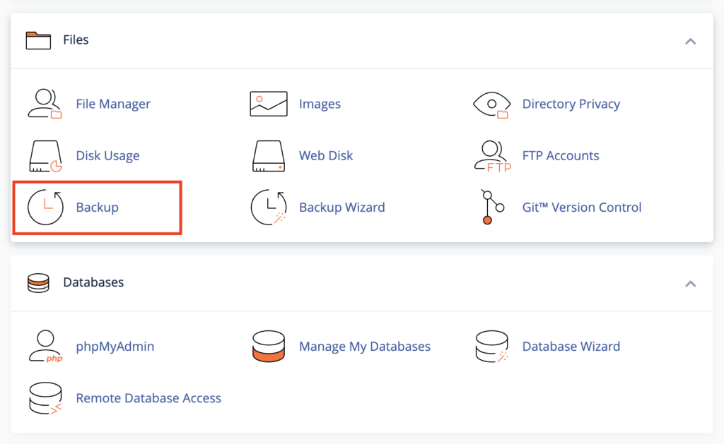 Backing up critical files and the full site through cPanel