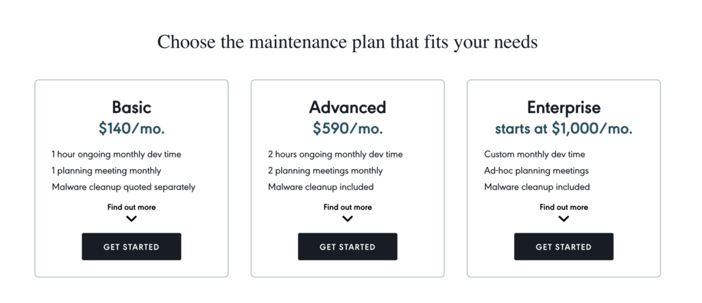 Codeable’s maintenance packages