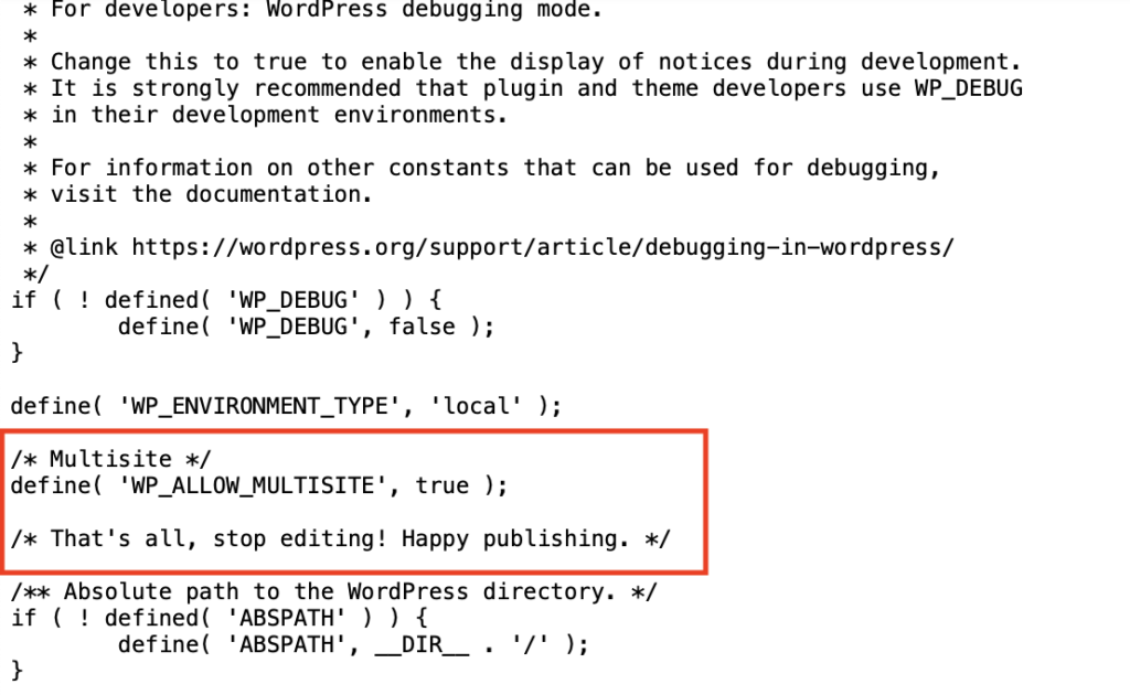 Editing the wp-config file
